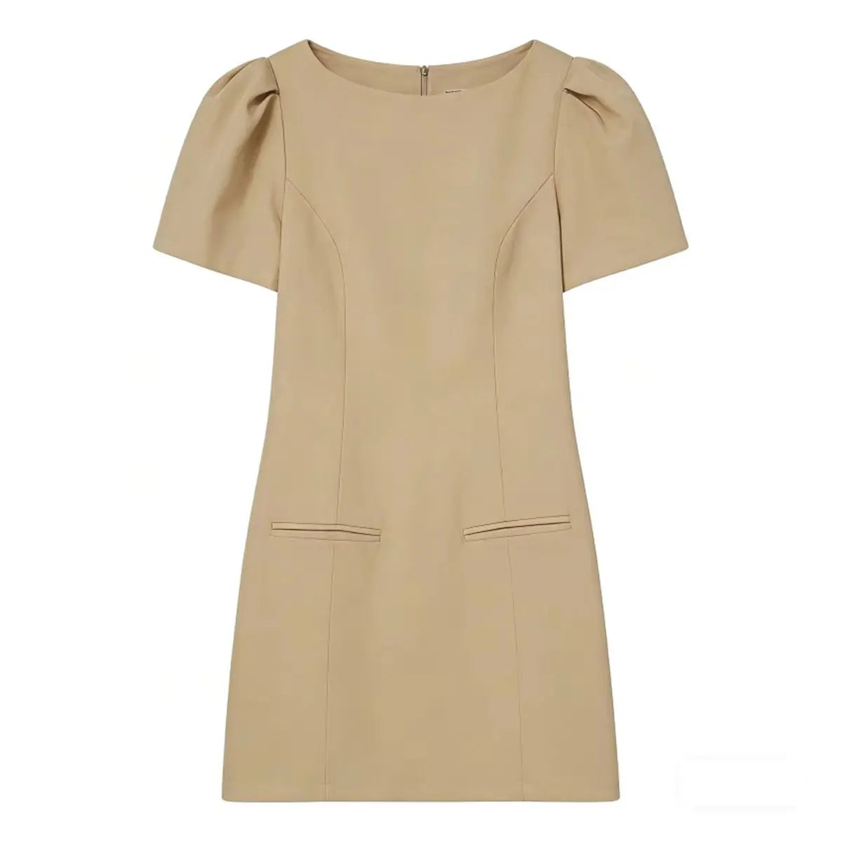 Elegant Solid Color Puff Sleeve Dress