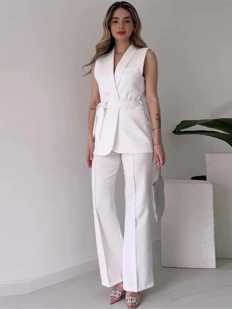 Sleeveless Blazer Trousers 2-piece Set