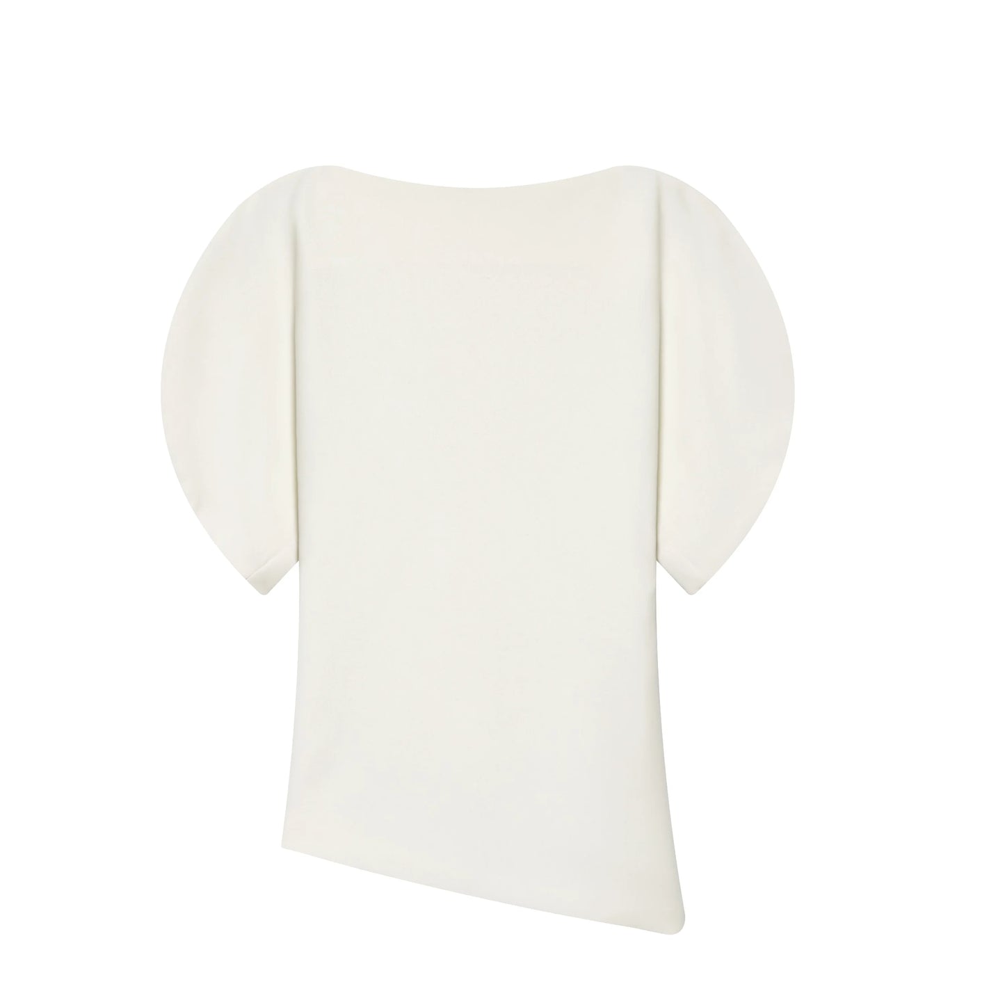 Elegant Asymmetrical Hem Solid Puff Sleeve Blouse