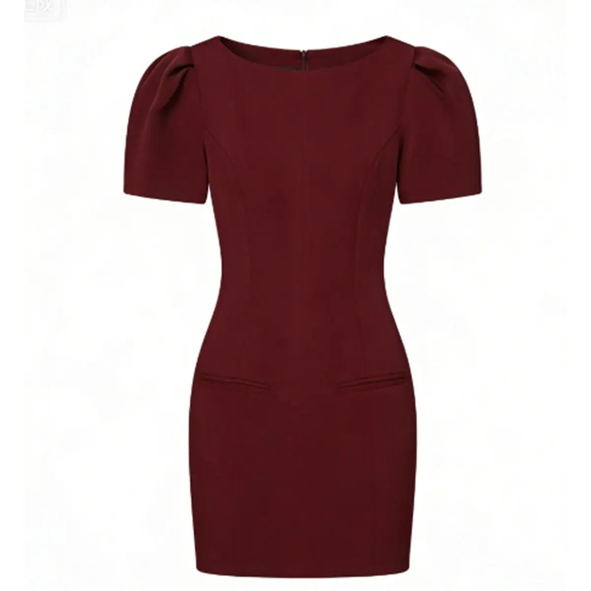 Elegant Solid Color Puff Sleeve Dress