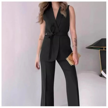 Sleeveless Blazer Trousers 2-piece Set