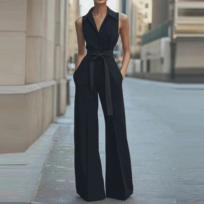 Lapel Button-up Romper