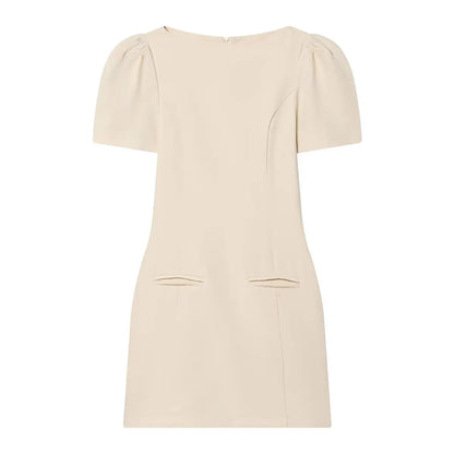Elegant Solid Color Puff Sleeve Dress