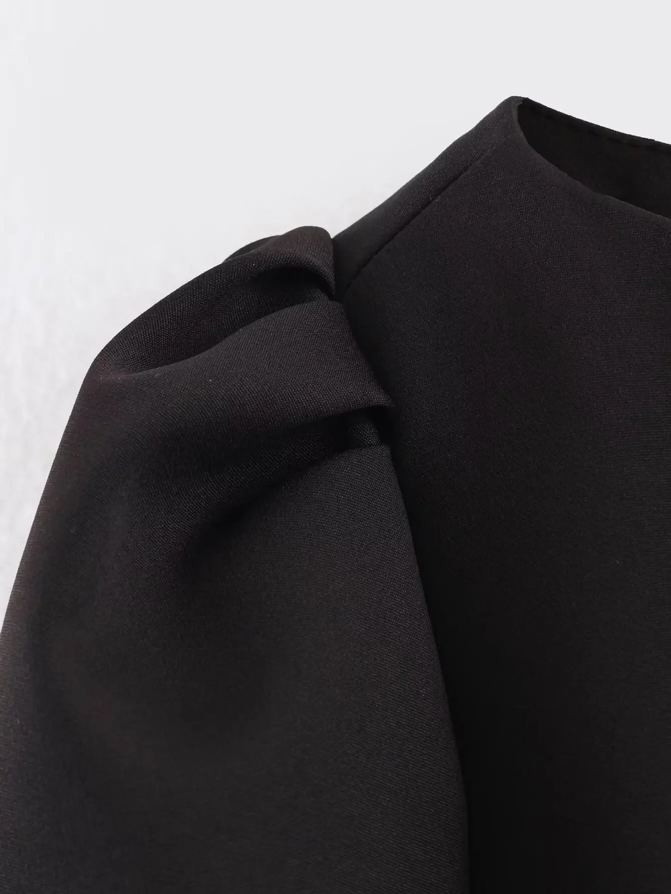 Elegant Solid Color Puff Sleeve Dress