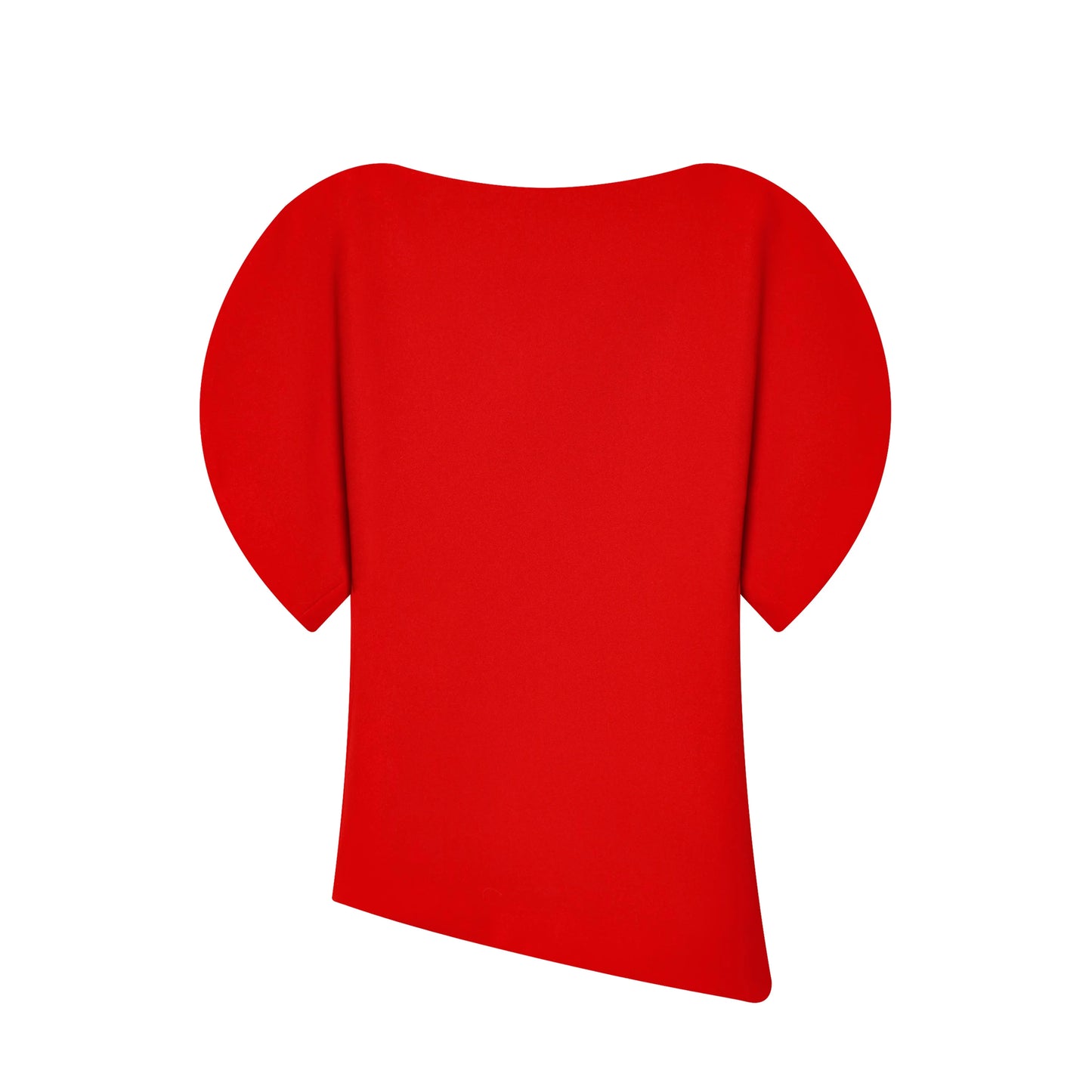 Elegant Asymmetrical Hem Solid Puff Sleeve Blouse