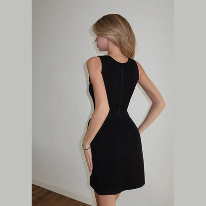 Elegant Solid Shawl Waist Cinching Dress