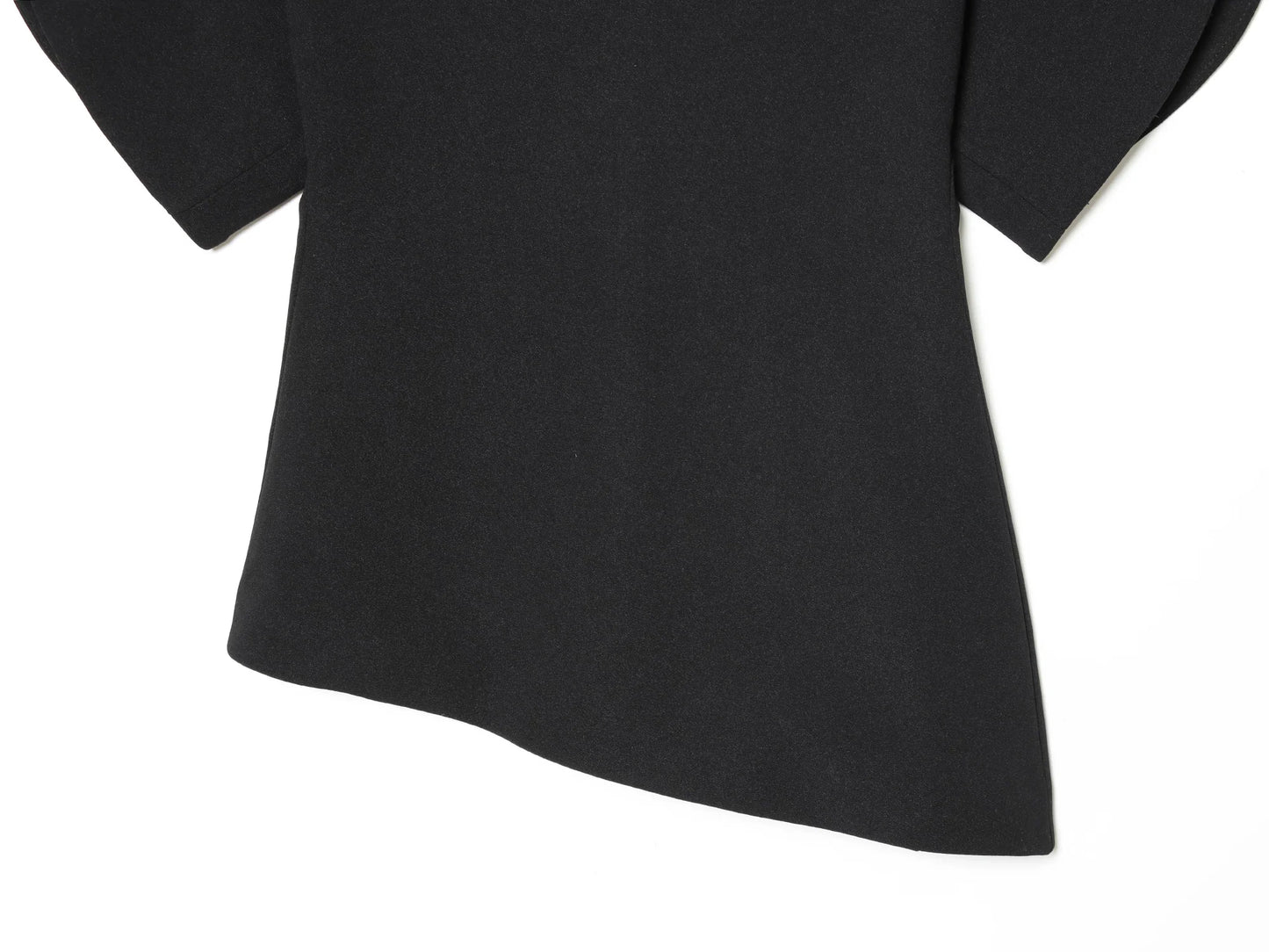 Elegant Asymmetrical Hem Solid Puff Sleeve Blouse