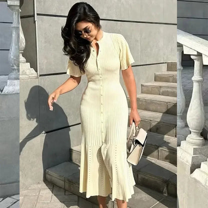 Women Elegant Knitted Long Dress