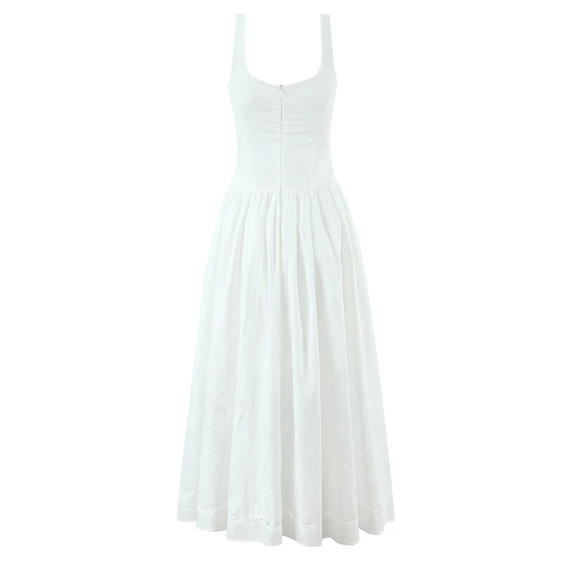 White Bow Strap Sleeveless Dress