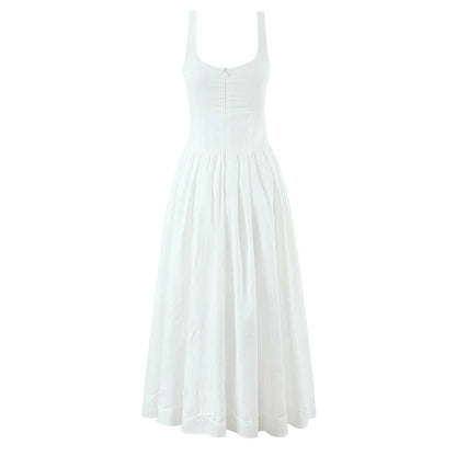 White Bow Strap Sleeveless Dress
