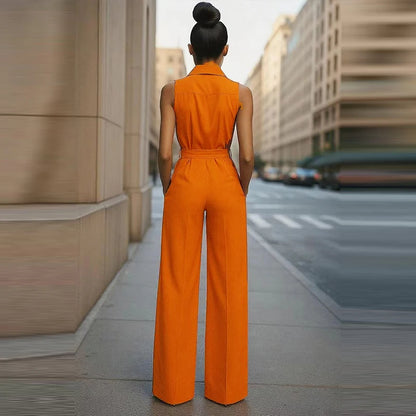 Lapel Button-up Romper