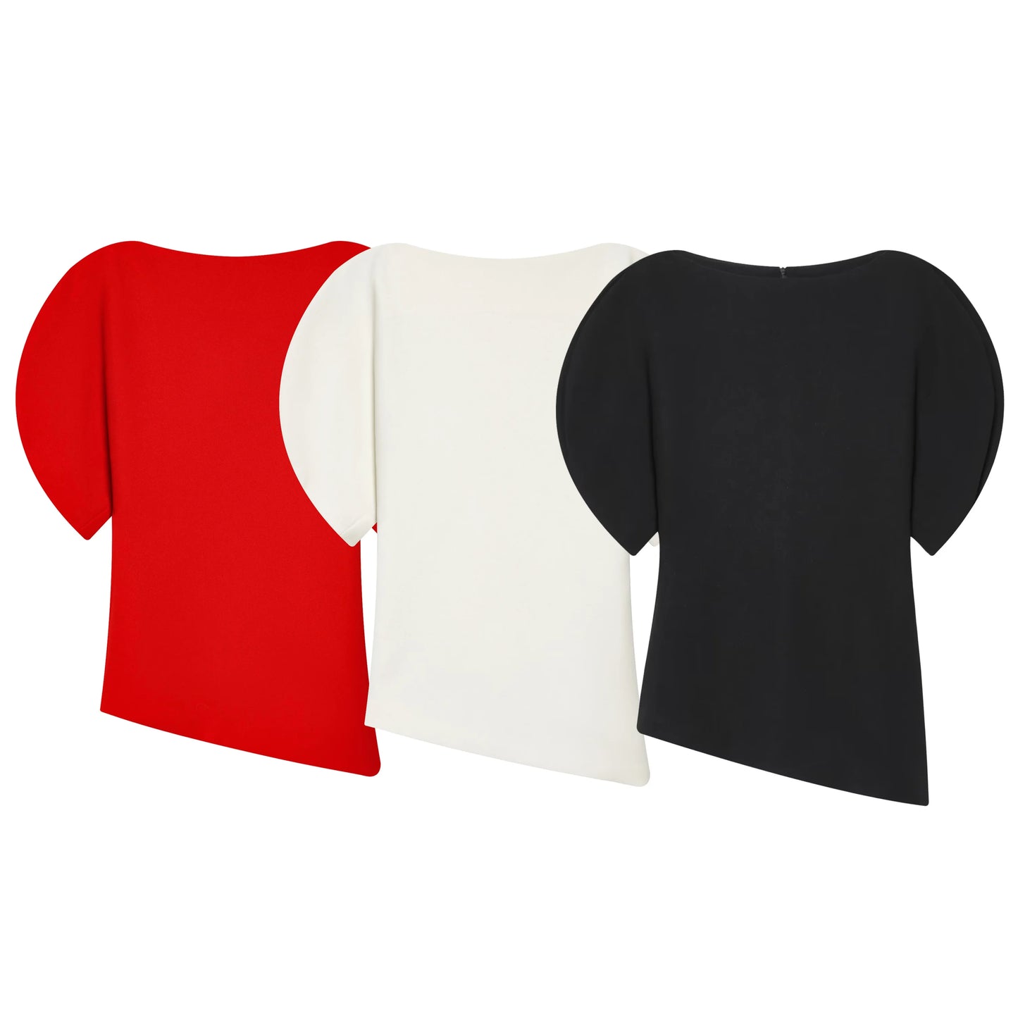 Elegant Asymmetrical Hem Solid Puff Sleeve Blouse