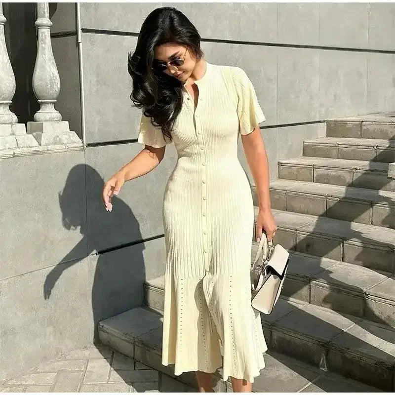 Women Elegant Knitted Long Dress