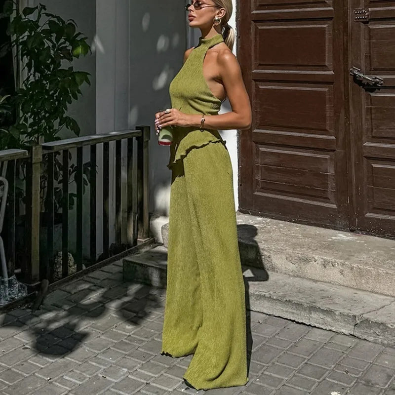 Green Summer Pants Set