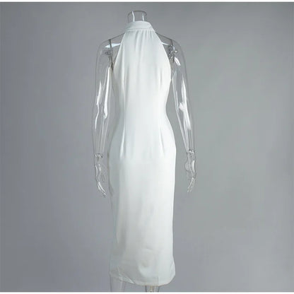 White Sleeveless Collared Denim Maxi Dress