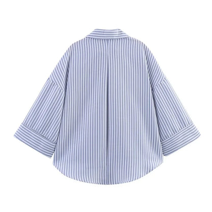 Women's Loose Casual Wide Sleeve Button up Blouse