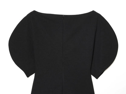 Elegant Asymmetrical Hem Solid Puff Sleeve Blouse